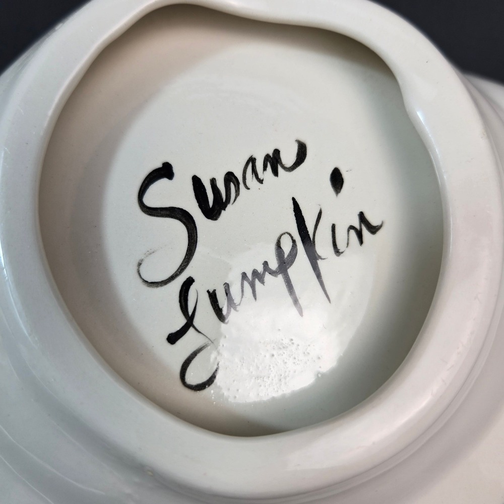 Susan Lumpkin Studio Pottery Hand Painted Heron Egret Ceramic Trinket Dish 6in - Picture 5 of 7